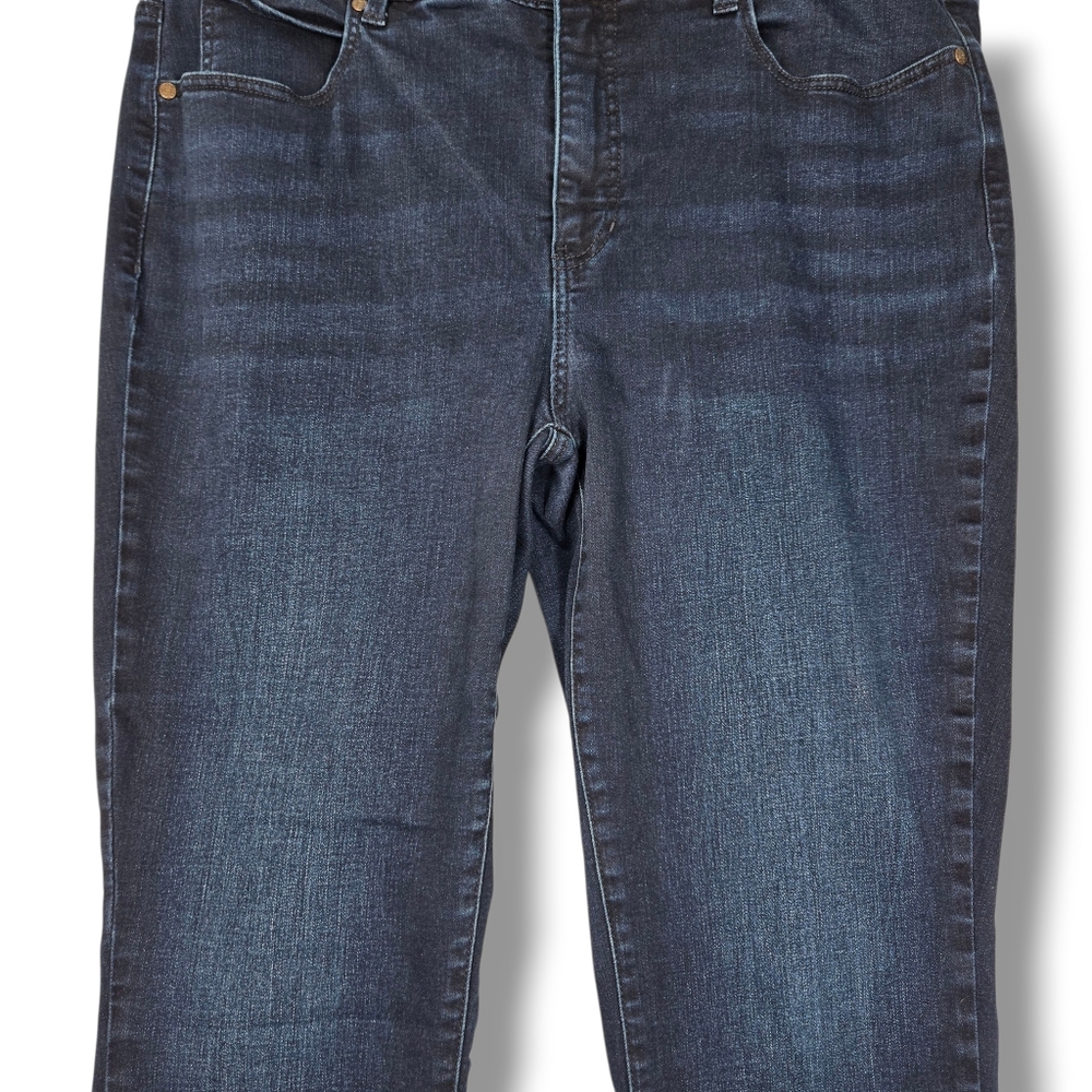 Talbot's Straight Leg High Rise Jean Womens sz 16W Dark Blue Wash Stretch Denim - Picture 5 of 16
